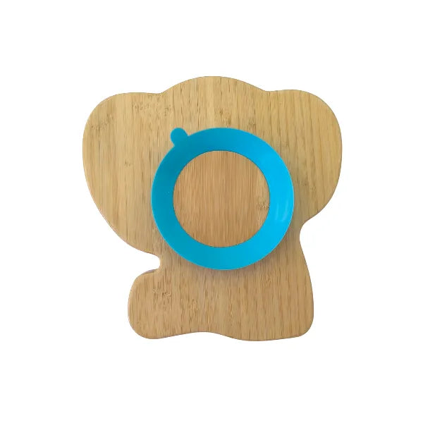 Πιάτο Φαγητού από Bamboo με Κουτάλι/Πιρούνι - Ελεφαντάκι Μπλε